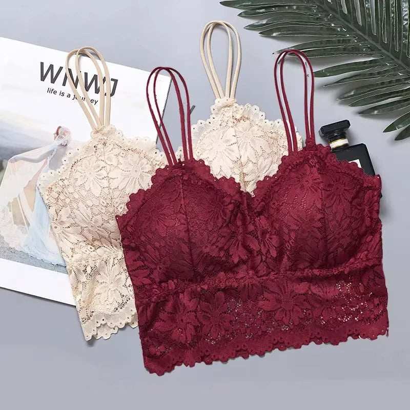 Womens Lace Bra And Panty Set Breathable Comfortable Removable Lingerie