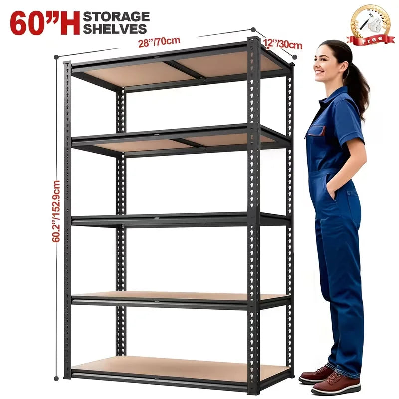 Heavy Duty Metal Storage Rack Adjustable Iron Shelving Unit
