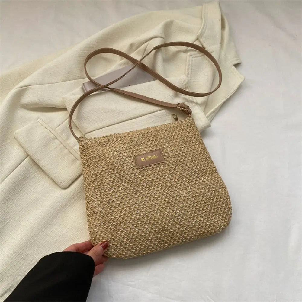 Ladies Straw Crossbody Bag For Women Summer Woven Shoulder Handbag
