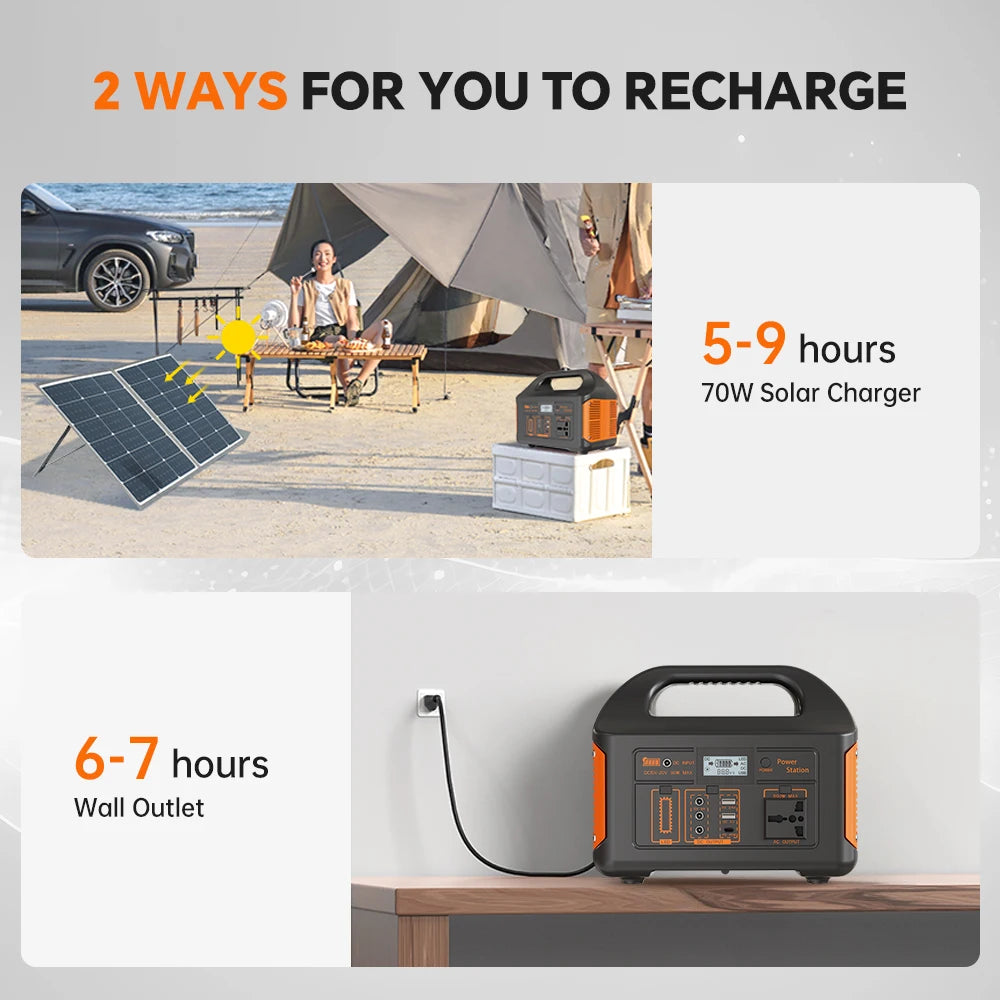 GaiaRay 500W Portable Solar Power Station 460Wh LiFePO4 Battery