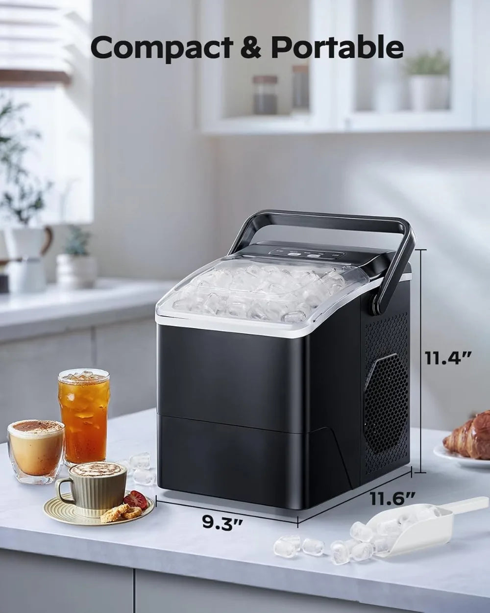 Ice Maker Countertop Portable With Two Ice Sizes Self Cleaning