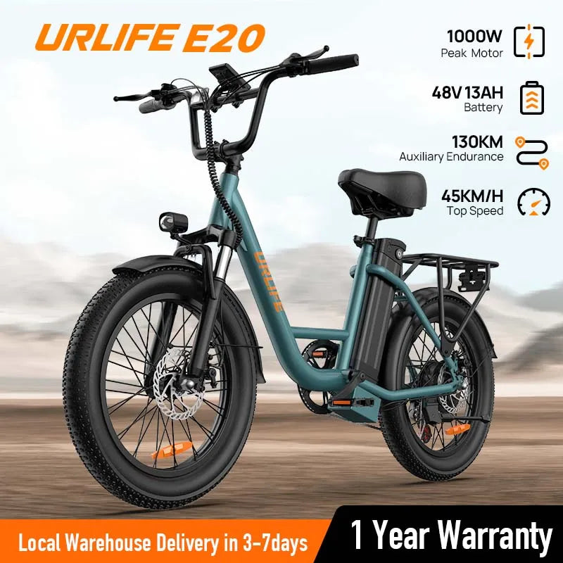 URLIFE 1000W E20 Electric Bike 28MPH With Removable 48V Battery