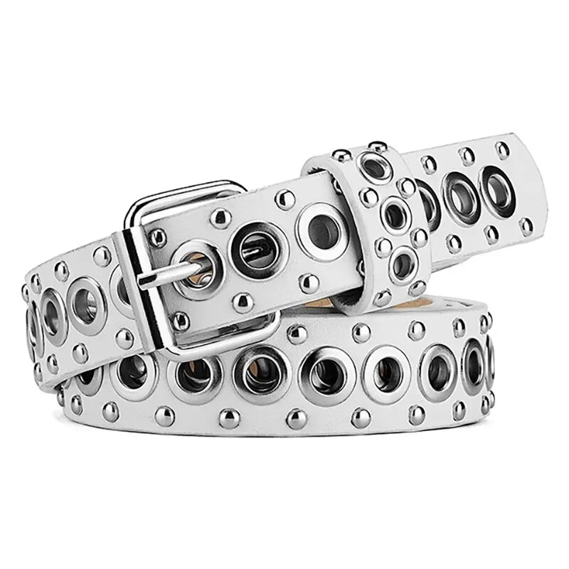 Women Fashionable Rivet Needle Buckle Thin Waist Belt