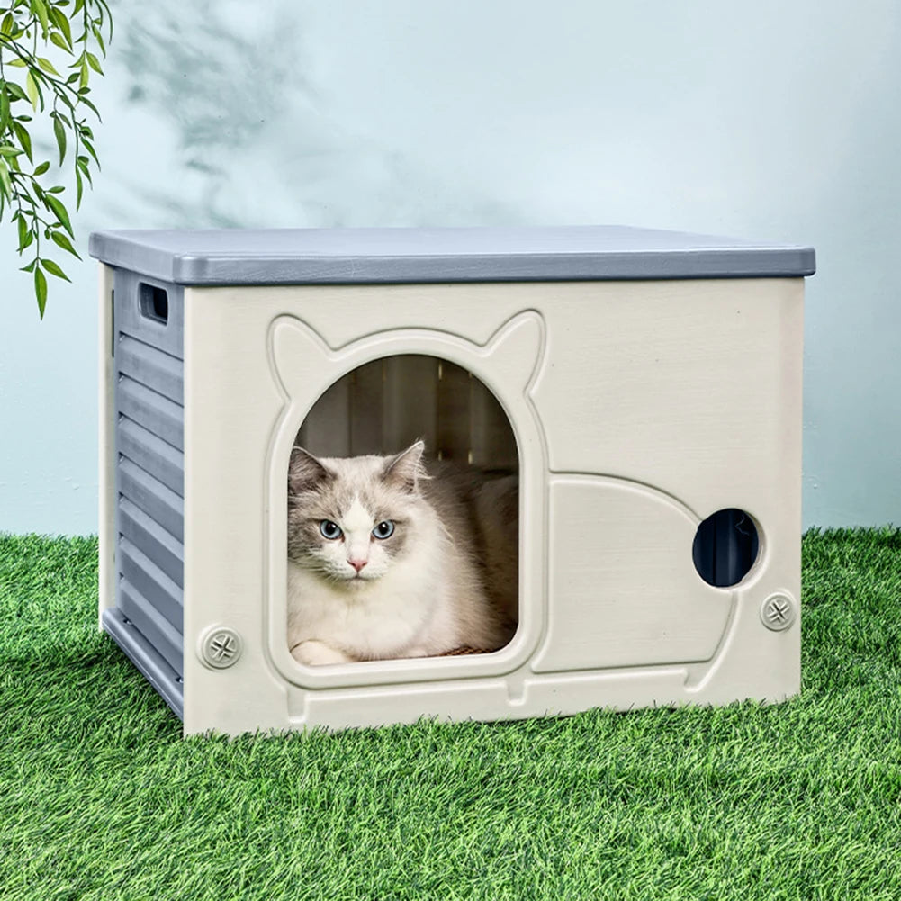 Rainproof Outdoor Cat House With Cozy All Season Shelter