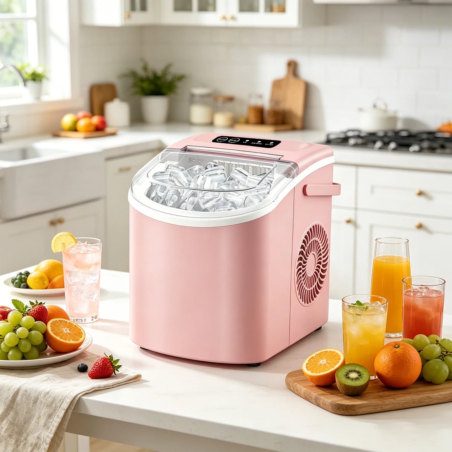 Portable Countertop Ice Maker With Handle Delivers 29 Lbs Daily