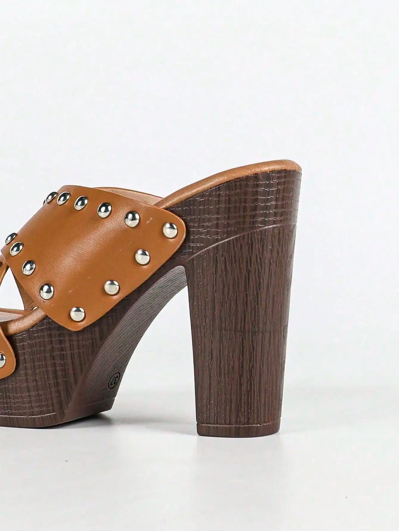 Womens Platform Sandals With Chunky Heels Leather Peep Toe Mules