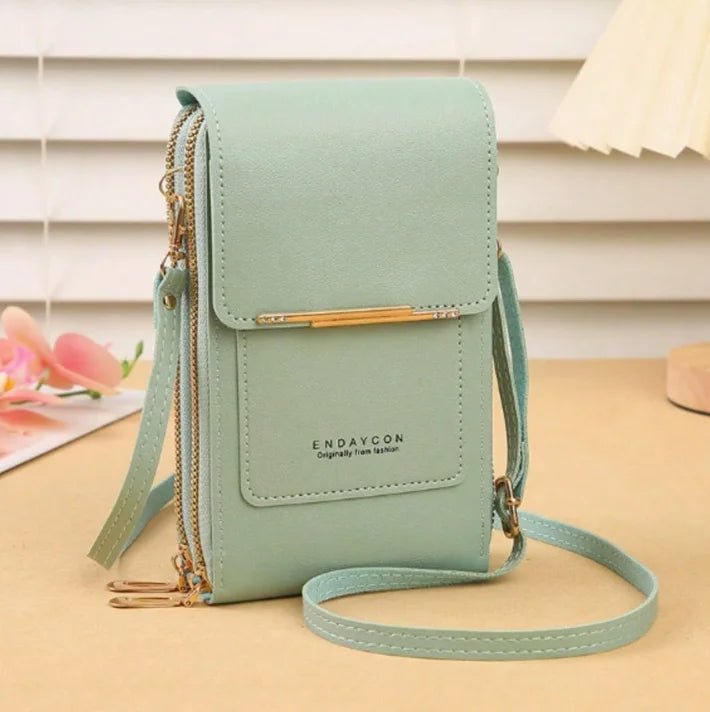 PU Crossbody Bag For Women With Card Slots Zipper Pocket
