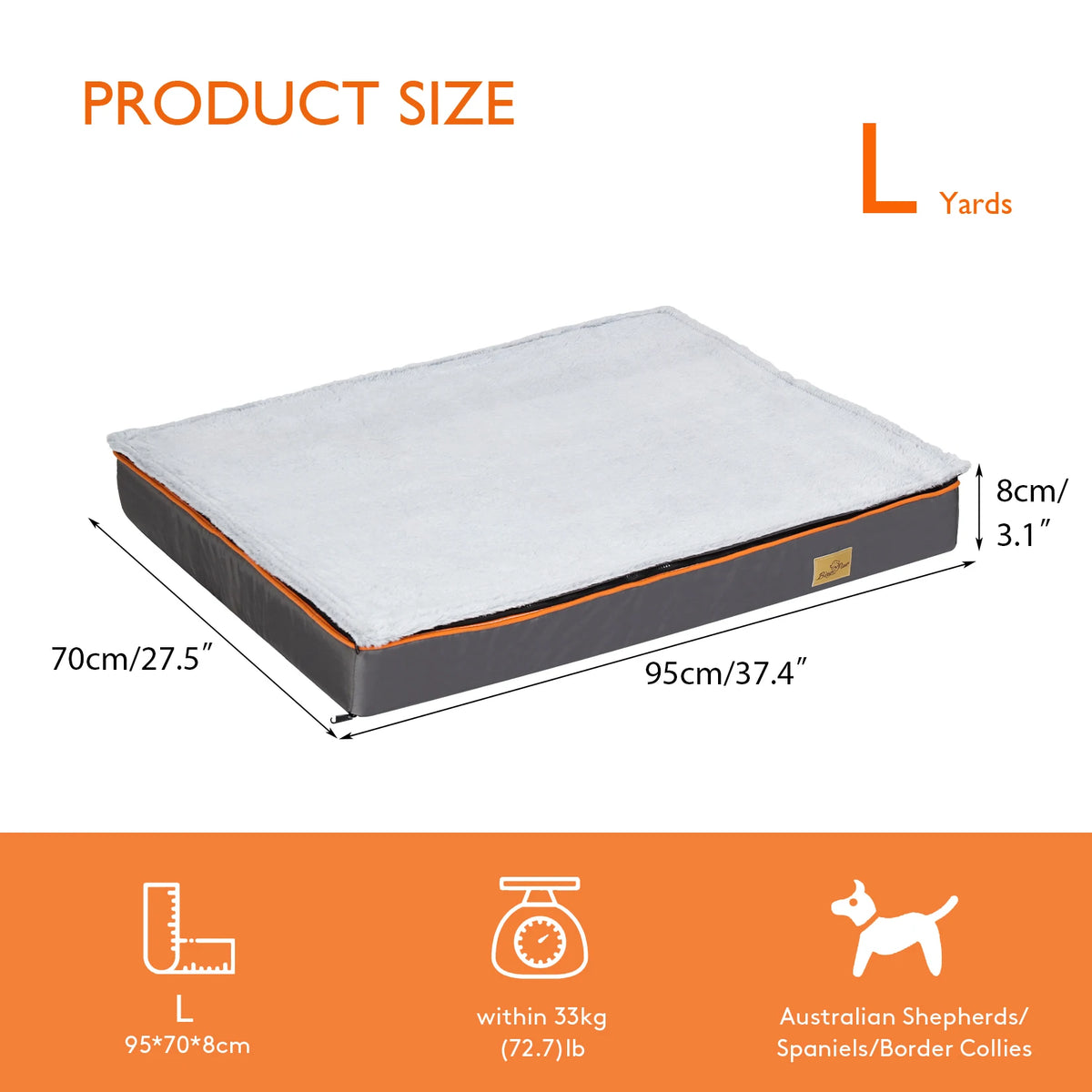 BINGOPAW Orthopedic Dog Bed With Washable Removable Waterproof Cover