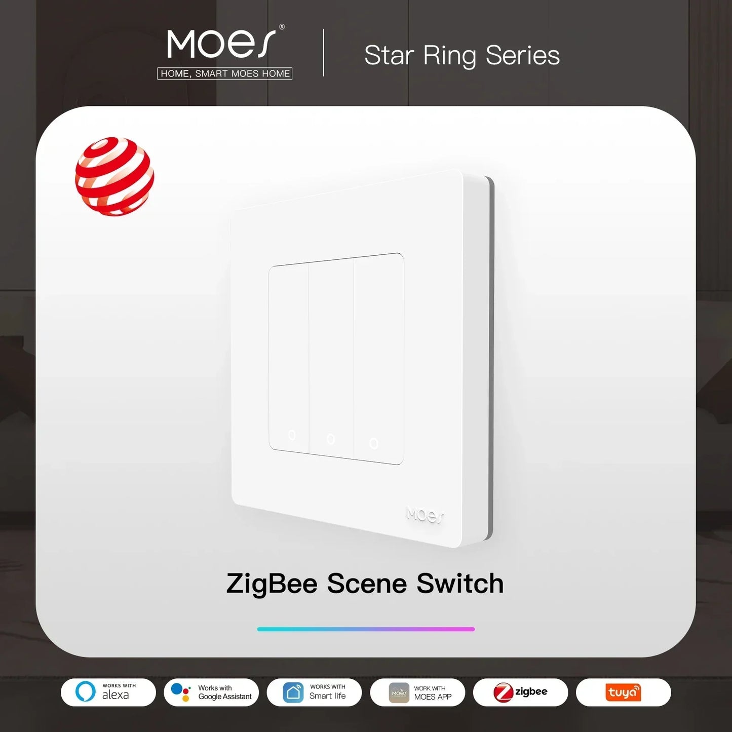 MOES ZigBee Smart Light Switch No Neutral Works With Alexa