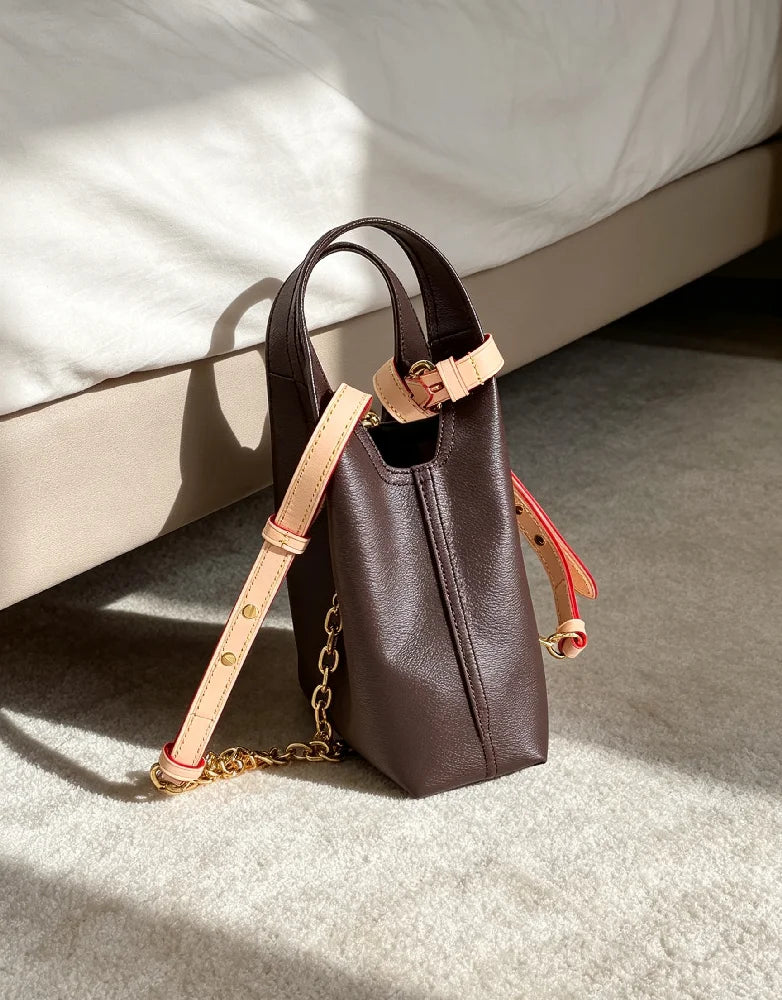 Women's Genuine Leather Shoulder Crossbody Handbag With Zipper Pockets