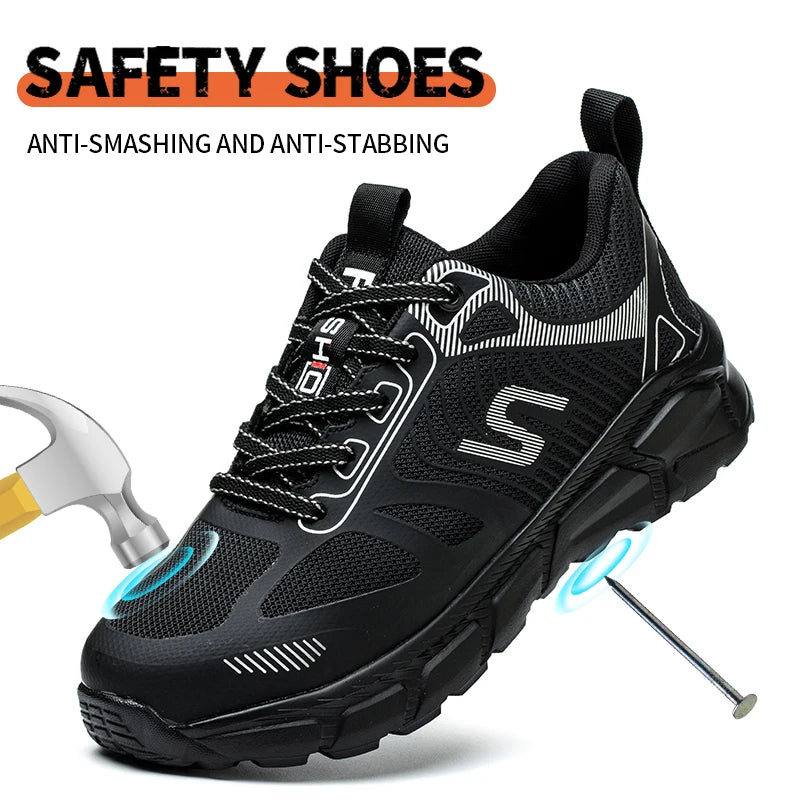 Industrial Safety Shoes Breathable Knit Non Slip And Shock Absorption