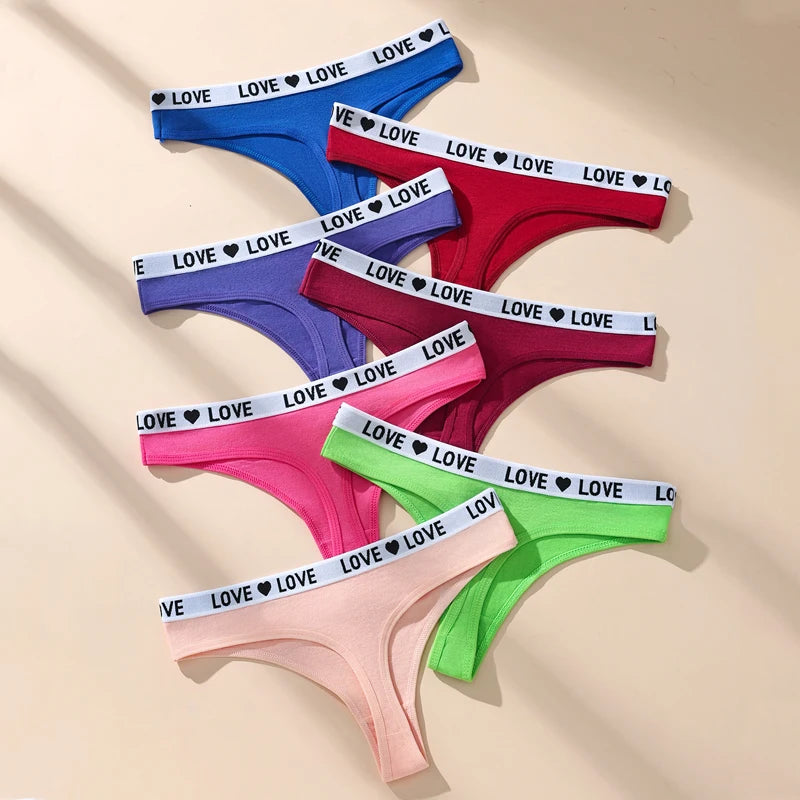 7Pcs Cotton Women Thongs Panties Pack Soft Underwear