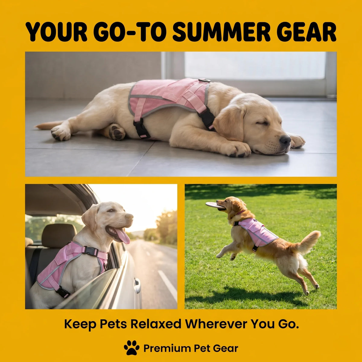 Lightweight Pet Dog Cooling Vest Harness With Cooling Packs