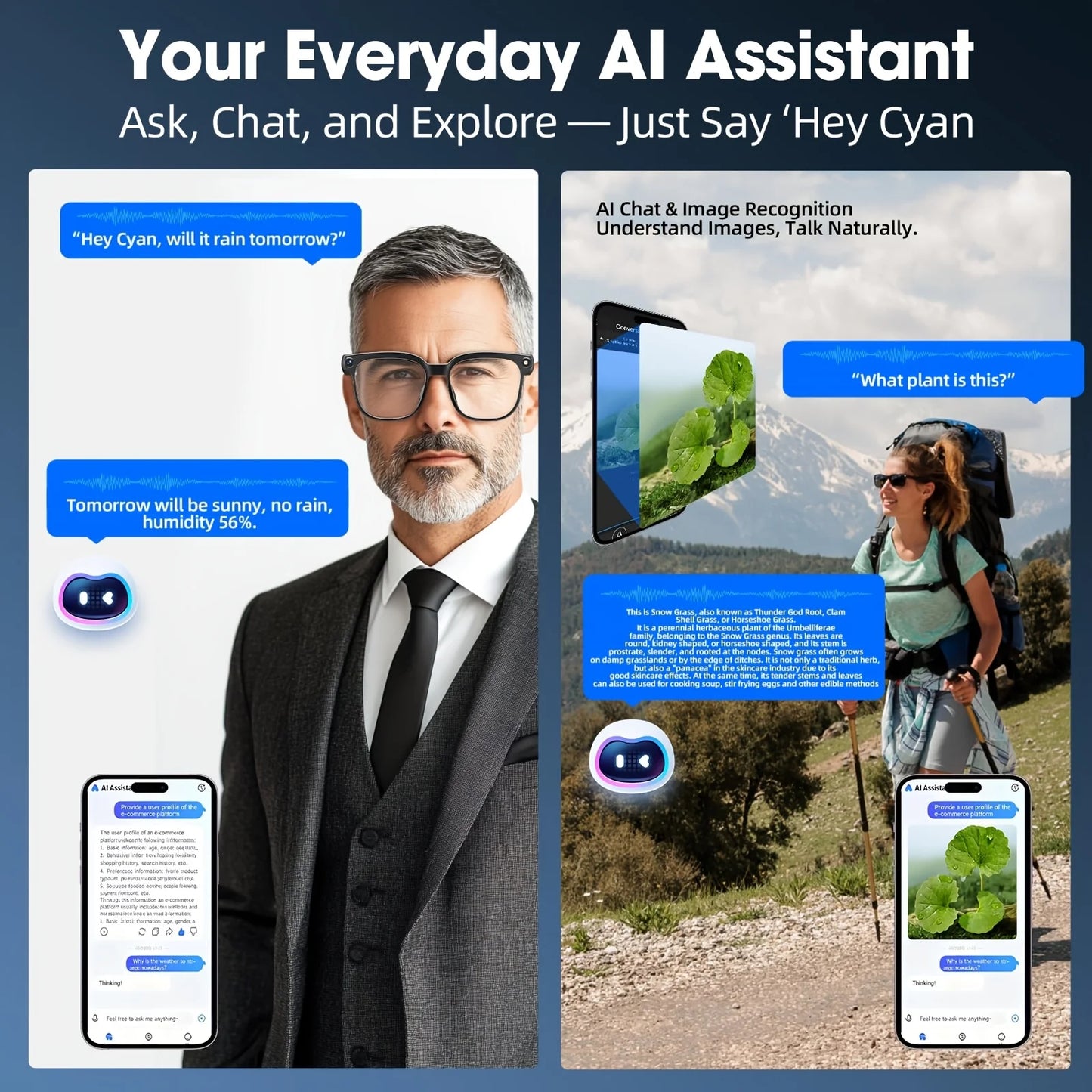 Smart Camera Glasses With AI Translator And Bluetooth Audio
