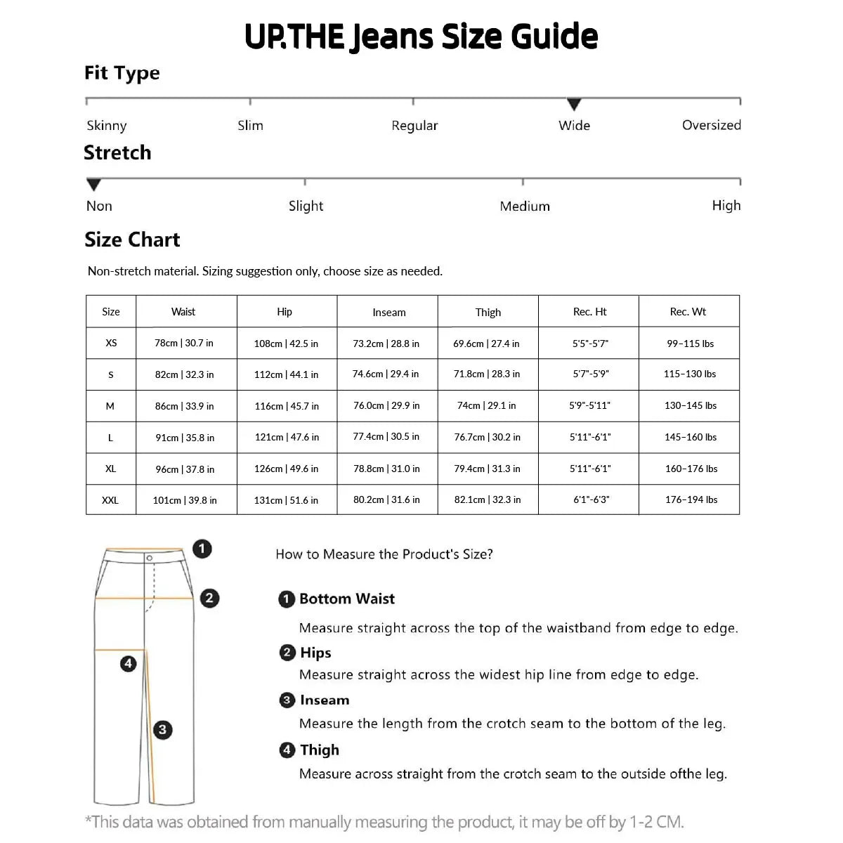 UPTHE Men's Baggy Wide Leg Graphic Print Streetwear Jeans