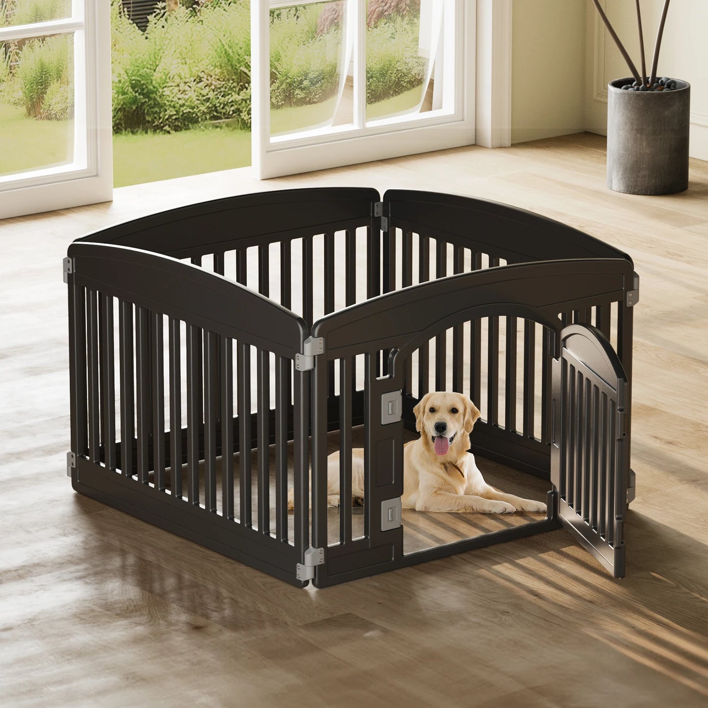 JHK Plastic Dog Playpen Six Panel Fence For Medium Dogs