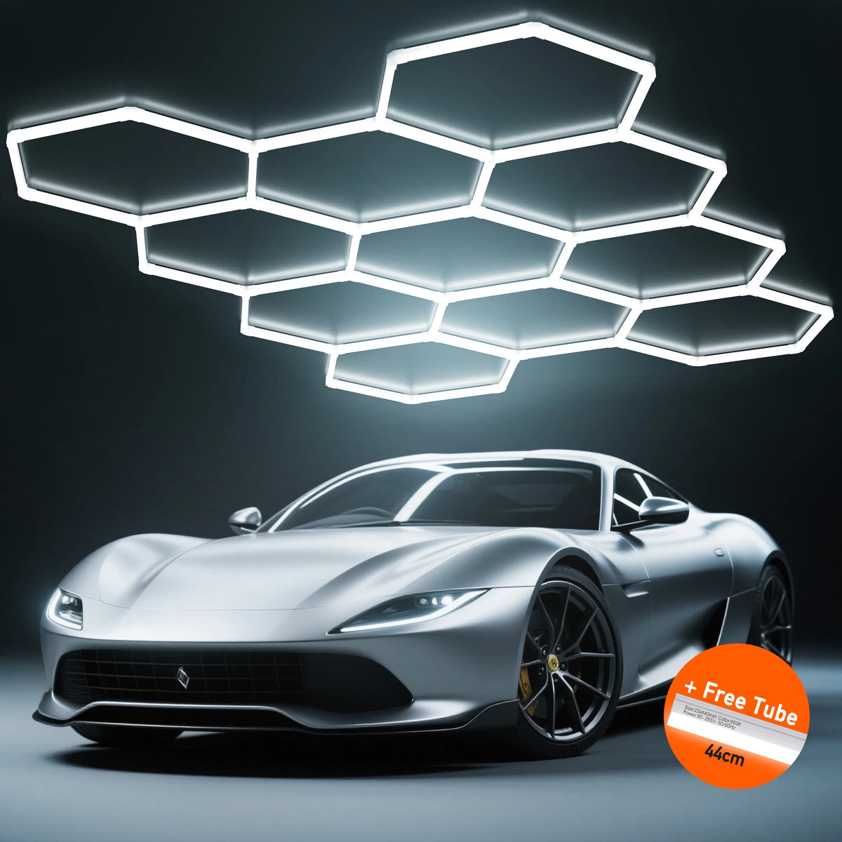 Hexagon LED Ceiling Light With Honeycomb Frame For Garage Workshop