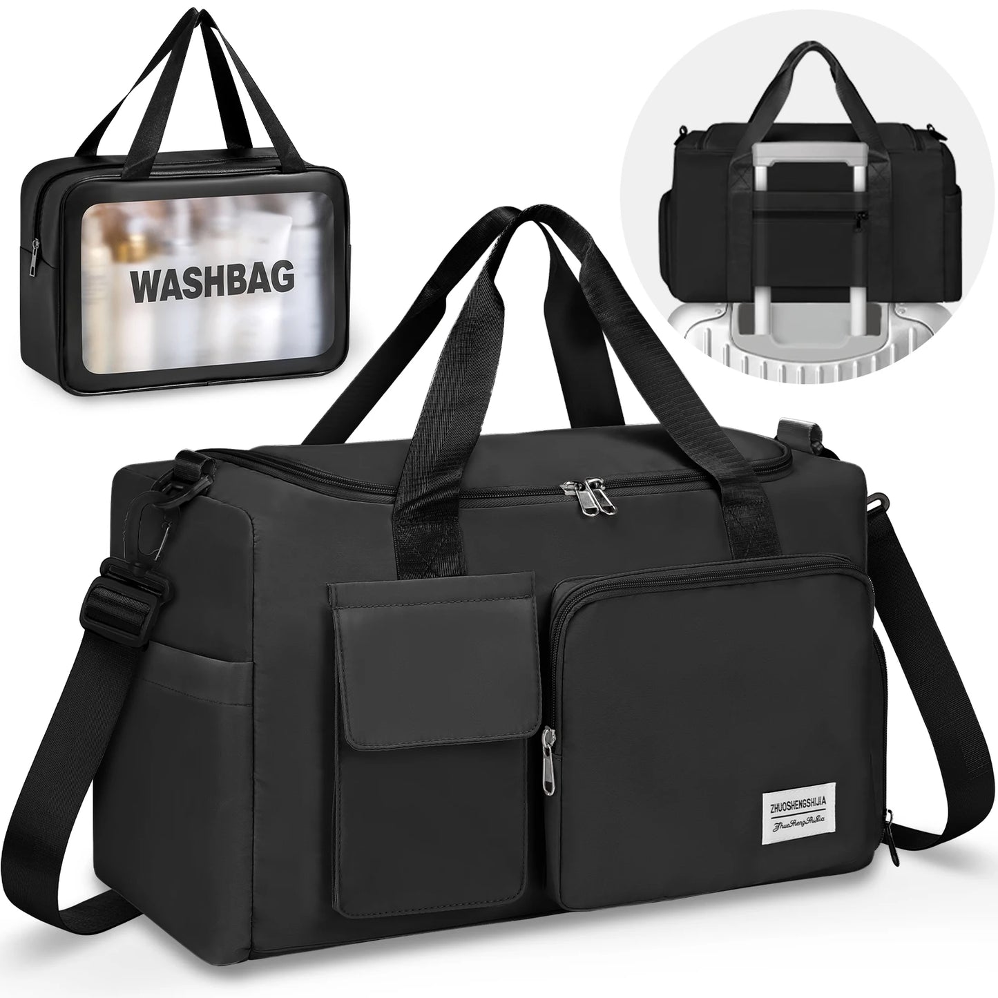 Waterproof Travel Duffel Bag With Separate Dry Wet Compartments
