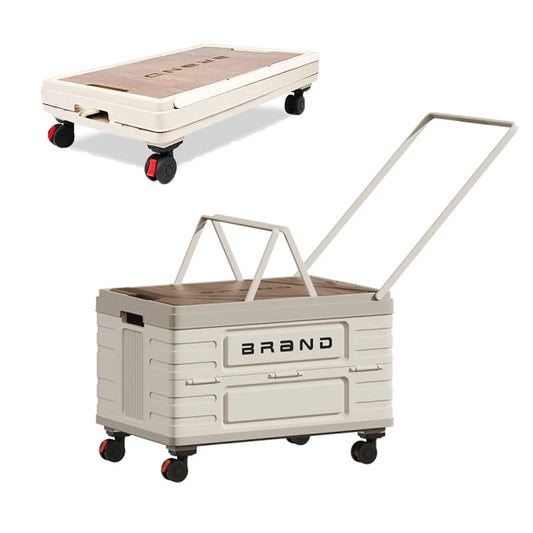 Rotating Foldable Storage Cart Heavy Duty Mobile Organizer with Wheels