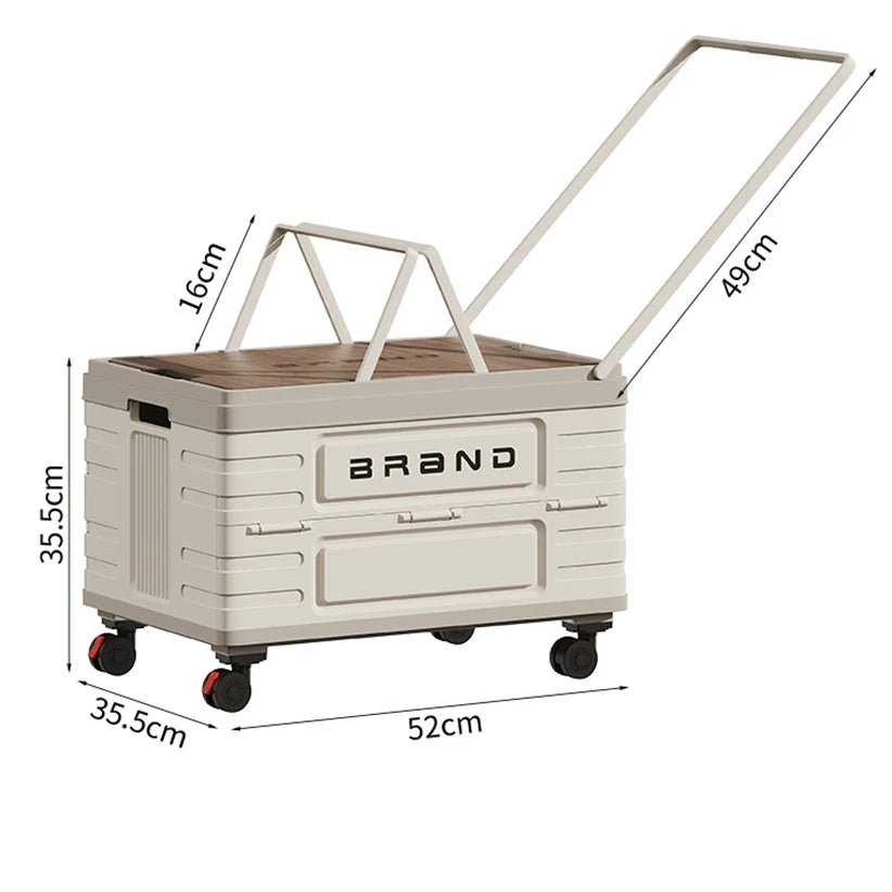 Rotating Foldable Storage Cart Heavy Duty Mobile Organizer with Wheels