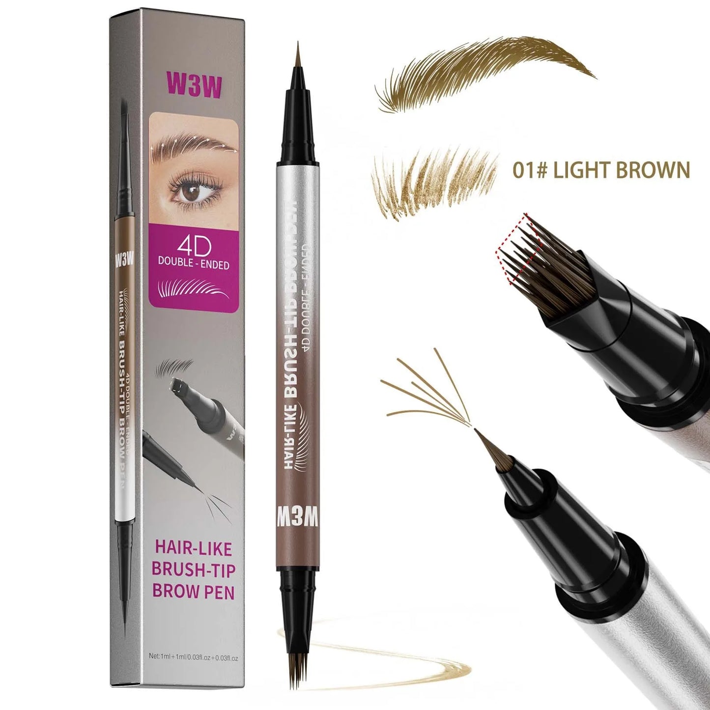 Eyebrow Pencil Dual End Angled Tip Brow Pen Waterproof