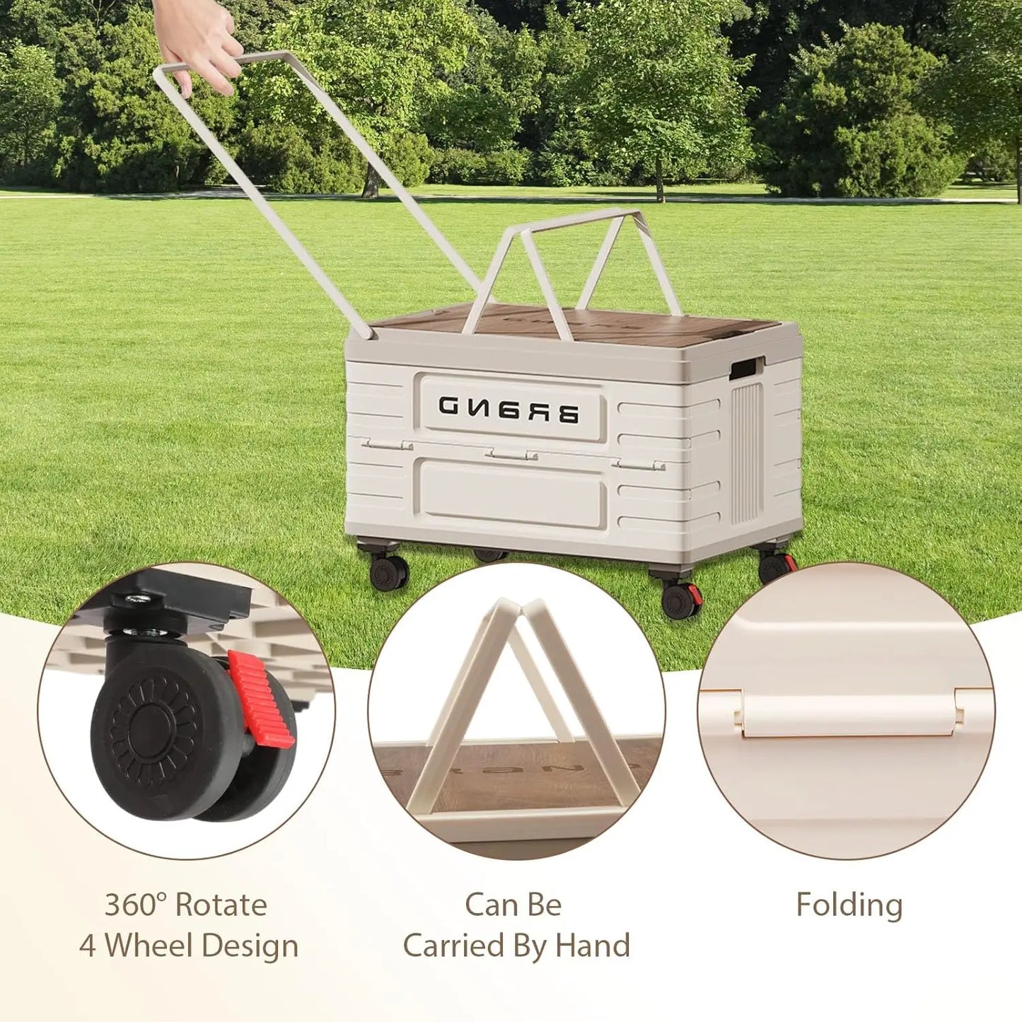Rotating Foldable Storage Cart Heavy Duty Mobile Organizer with Wheels