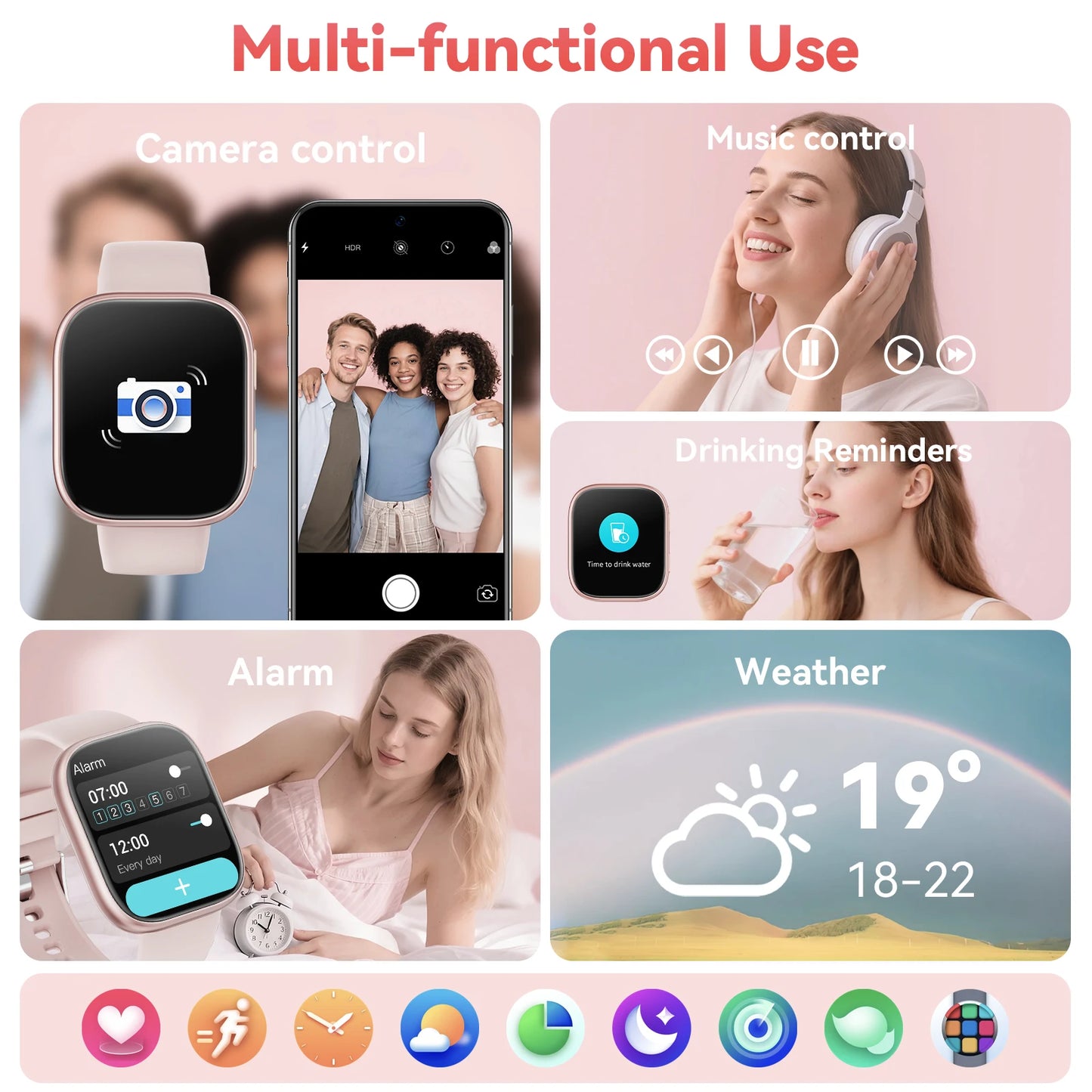 Smartwatch Bluetooth Calling Heart Rate Monitor 100 Plus Sports Modes