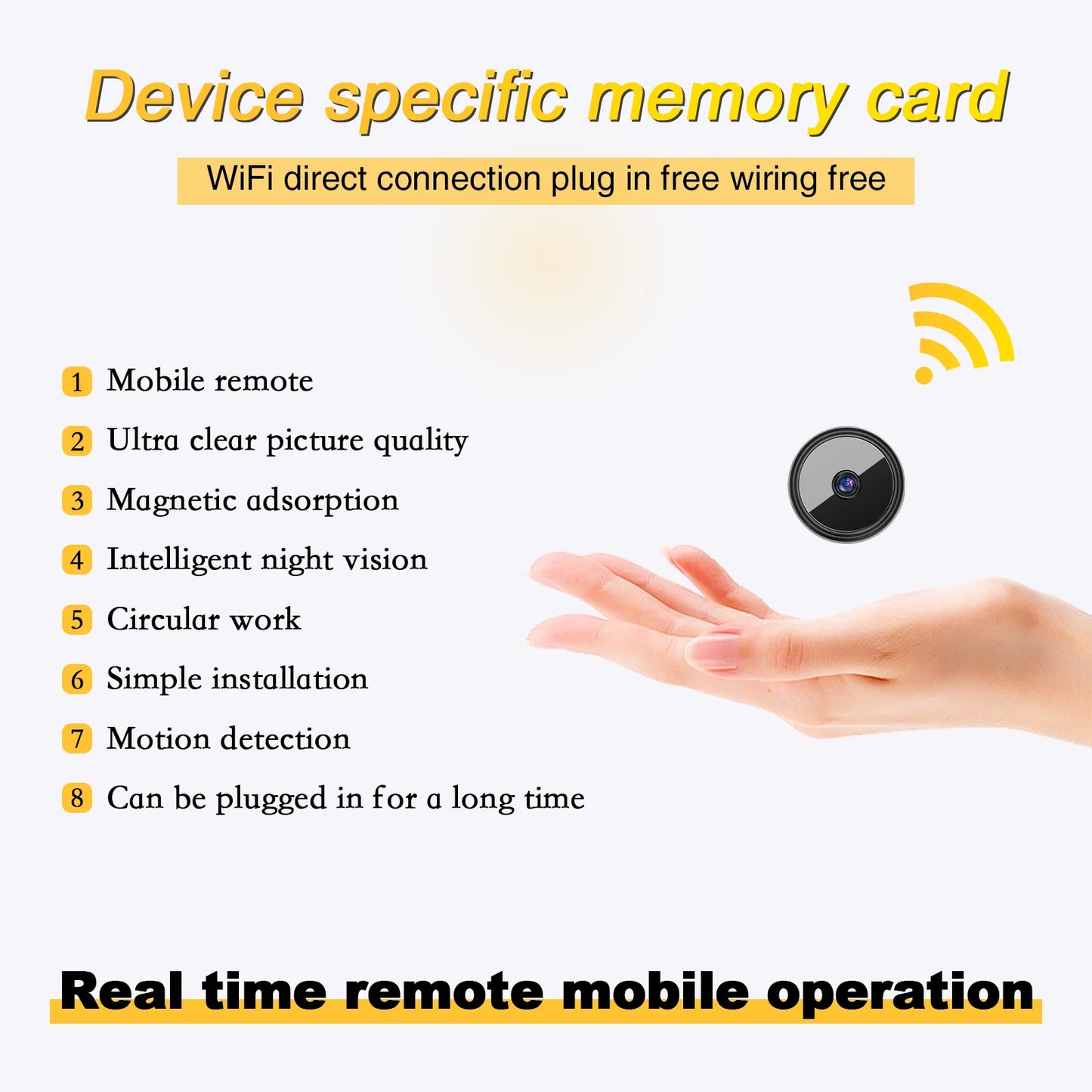 A20 Mini Indoor Security Camera With Night Vision And Local SD Card Recording