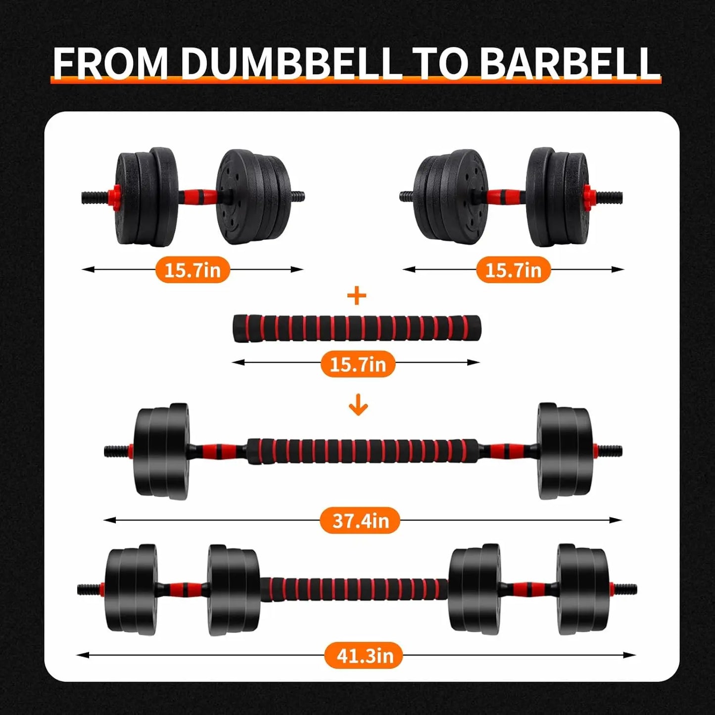 Adjustable Dumbbell And Barbell Set 5 To 44 Lbs Anti Slip Grip