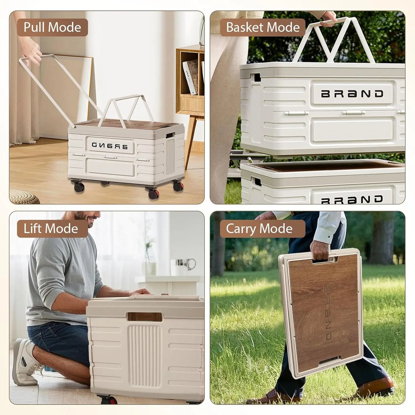 Rotating Foldable Storage Cart Heavy Duty Mobile Organizer with Wheels