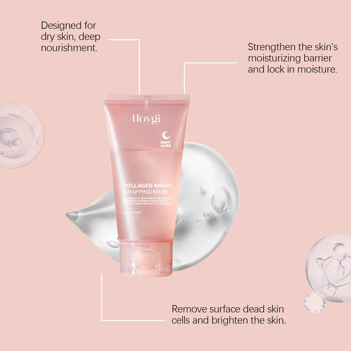 Hoygi Collagen Hyaluronic Acid Night Peel Off Mask With Spatula