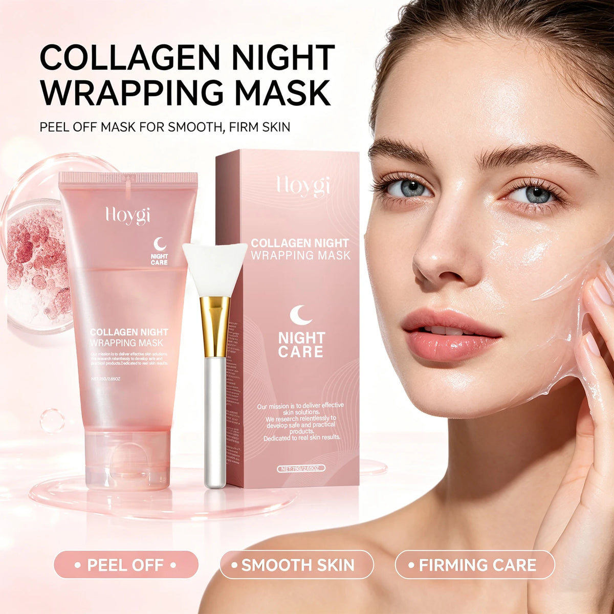 Hoygi Collagen Hyaluronic Acid Night Peel Off Mask With Spatula