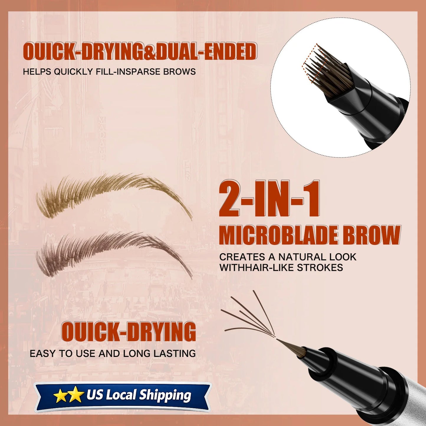 Eyebrow Pencil Dual End Angled Tip Brow Pen Waterproof