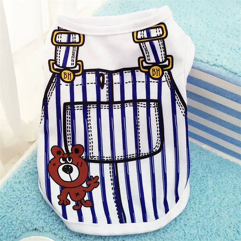 Cartoon Style Soft Dog Vest Shirt For Small Pets Everyday
