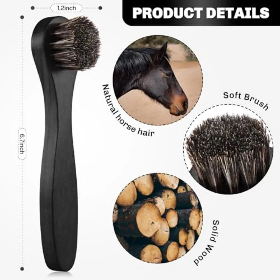 Horsehair Shoe Shine Kit With Brush And Applicators