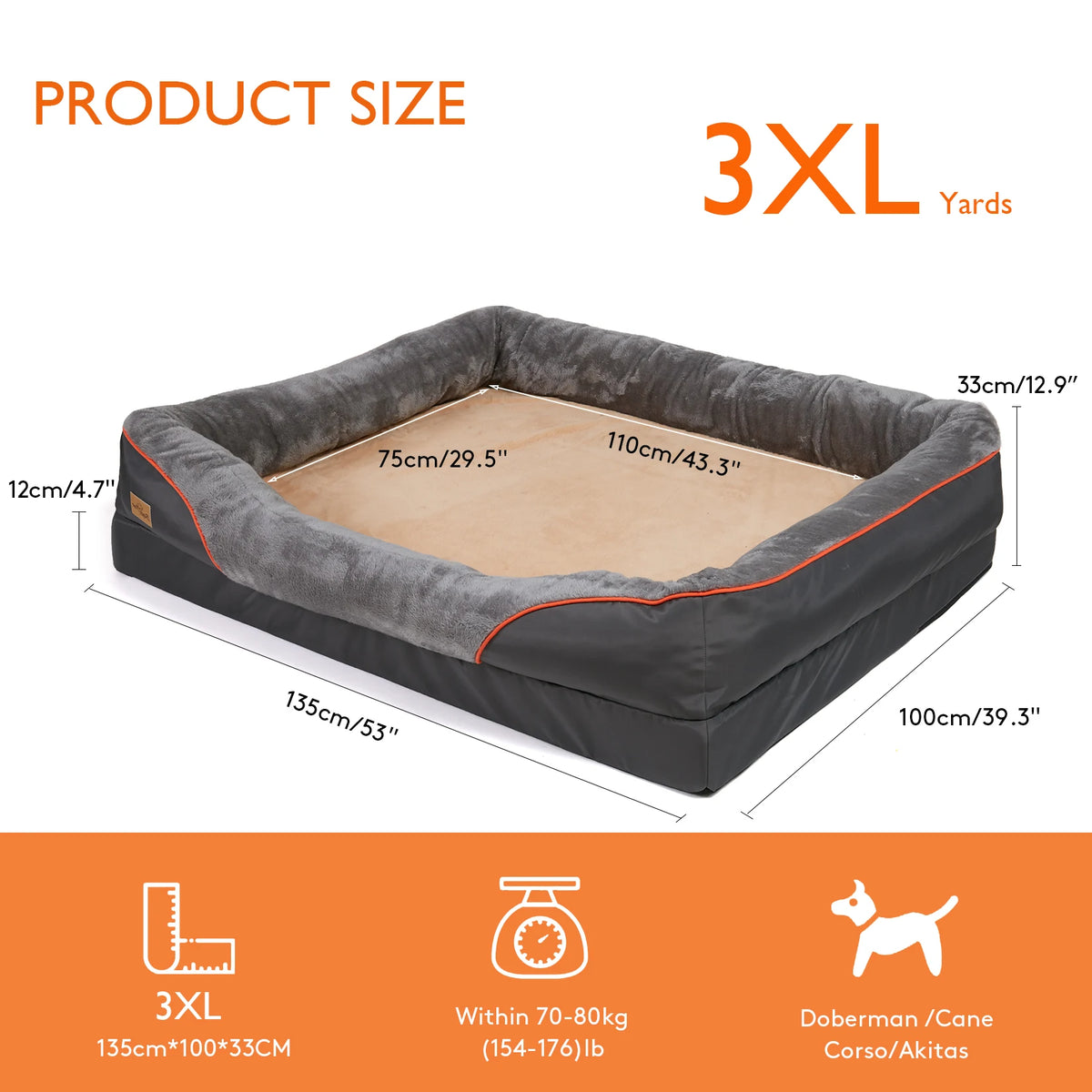 BINGOPAW Comfortable Waterproof Dog Bed With Removable Washable Cover