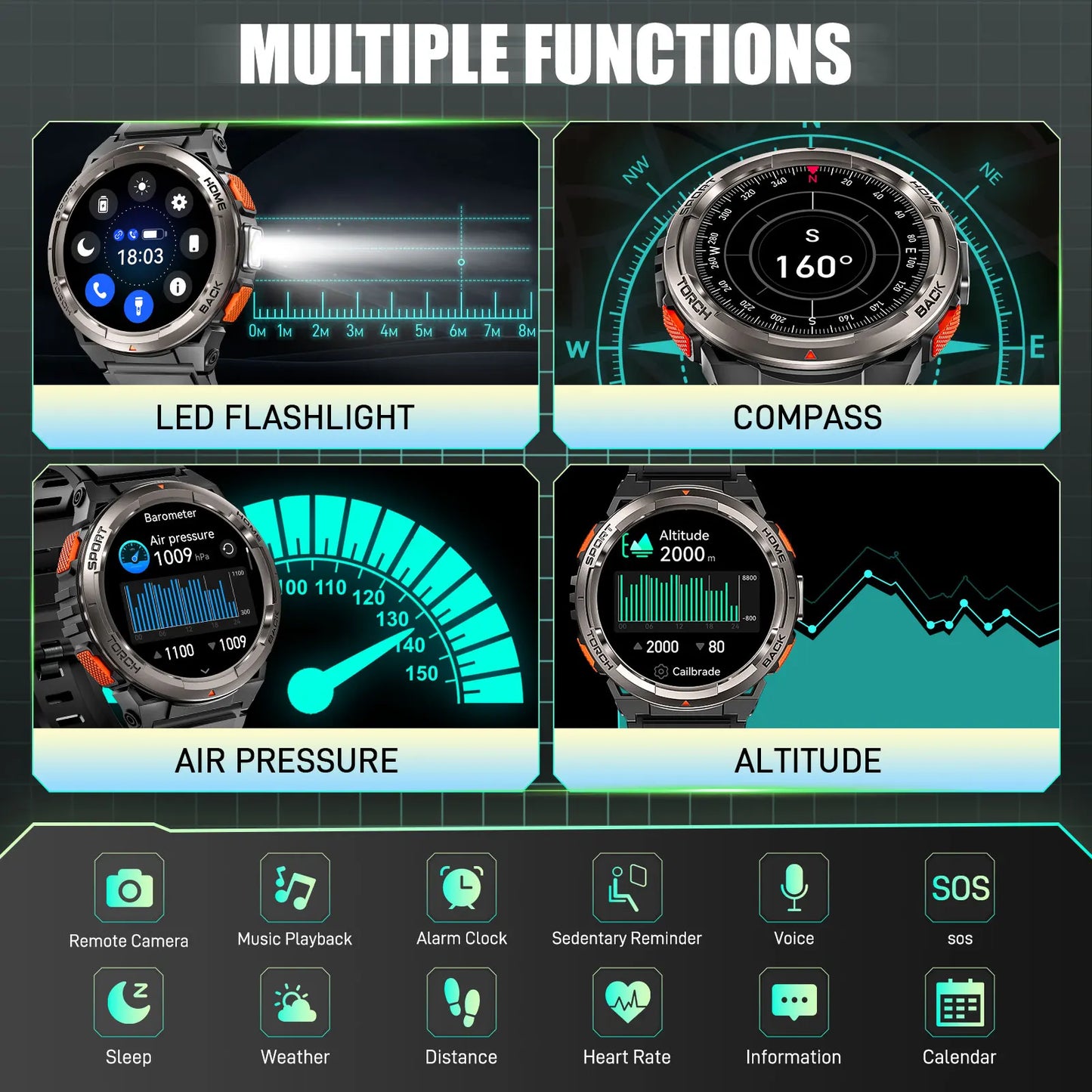 EIGIIS KE5 Smart Watch 3ATM Waterproof With Compass