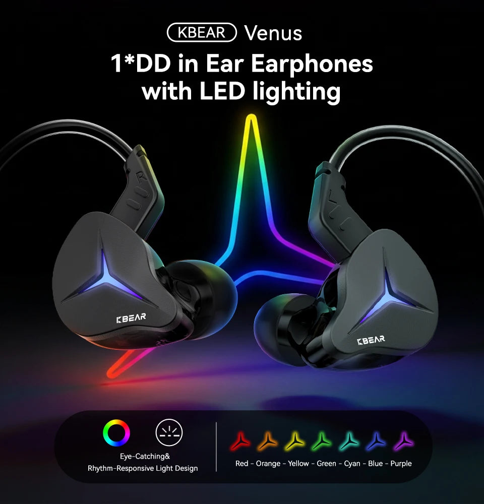 KBEAR Venus USB C Wired In Earphones HiFi Dynamic Driver