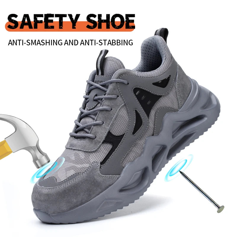 Men's Puncture Resistant Steel Toe Work Safety Shoes Non Slip