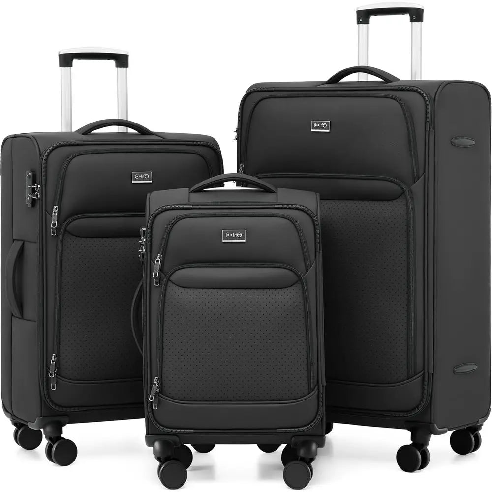 Lightweight Three-Piece Spinner Luggage Set With TSA Lock For Travel
