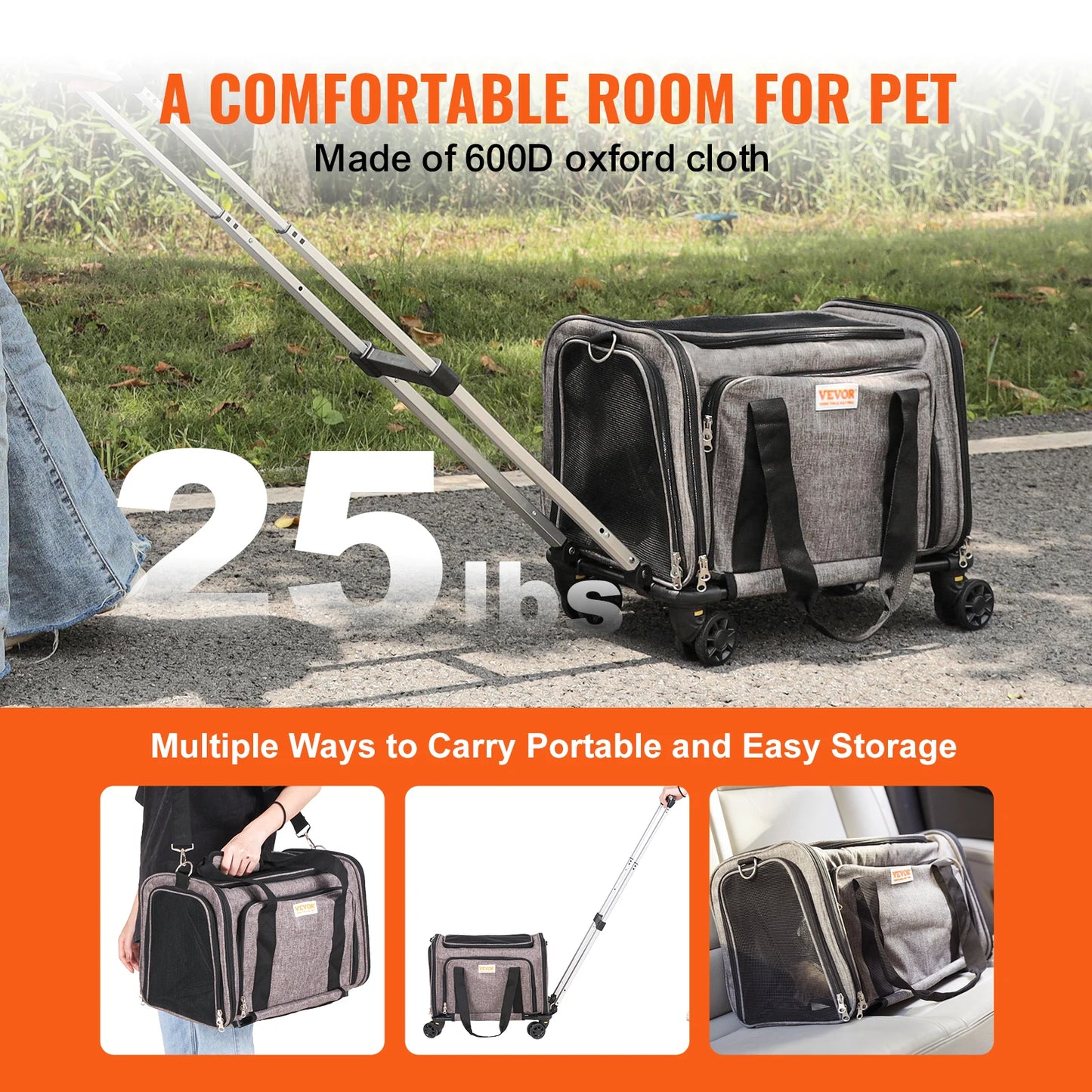 Travel Cat And Small Dog Carrier Backpack With Telescopic Handle