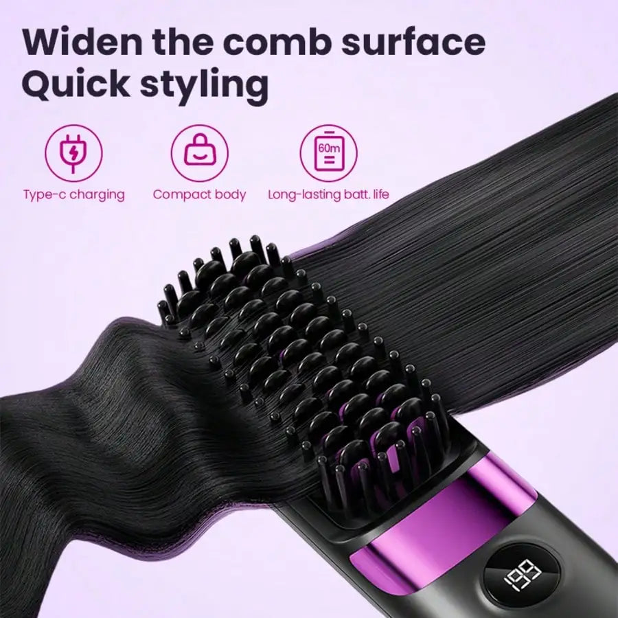 Mini Hair Straightener Comb Set USB Rechargeable Battery