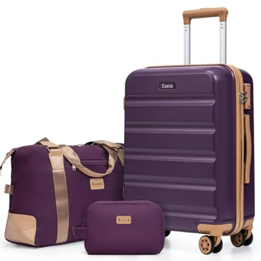 3-Piece ABS Luggage Set With Spinner Wheels And TSA Lock