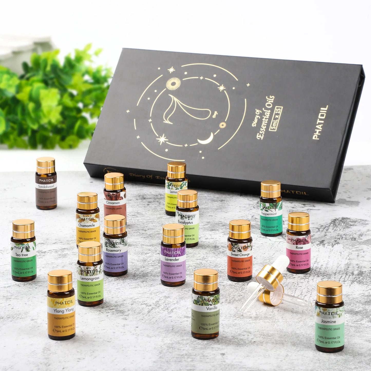 PHATOIL 15-Piece Essential Oils Set Natural Plant Aroma Oils