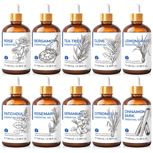 HIQILI Geranium Tea Tree Rosemary Lavender Peppermint Essential Oil