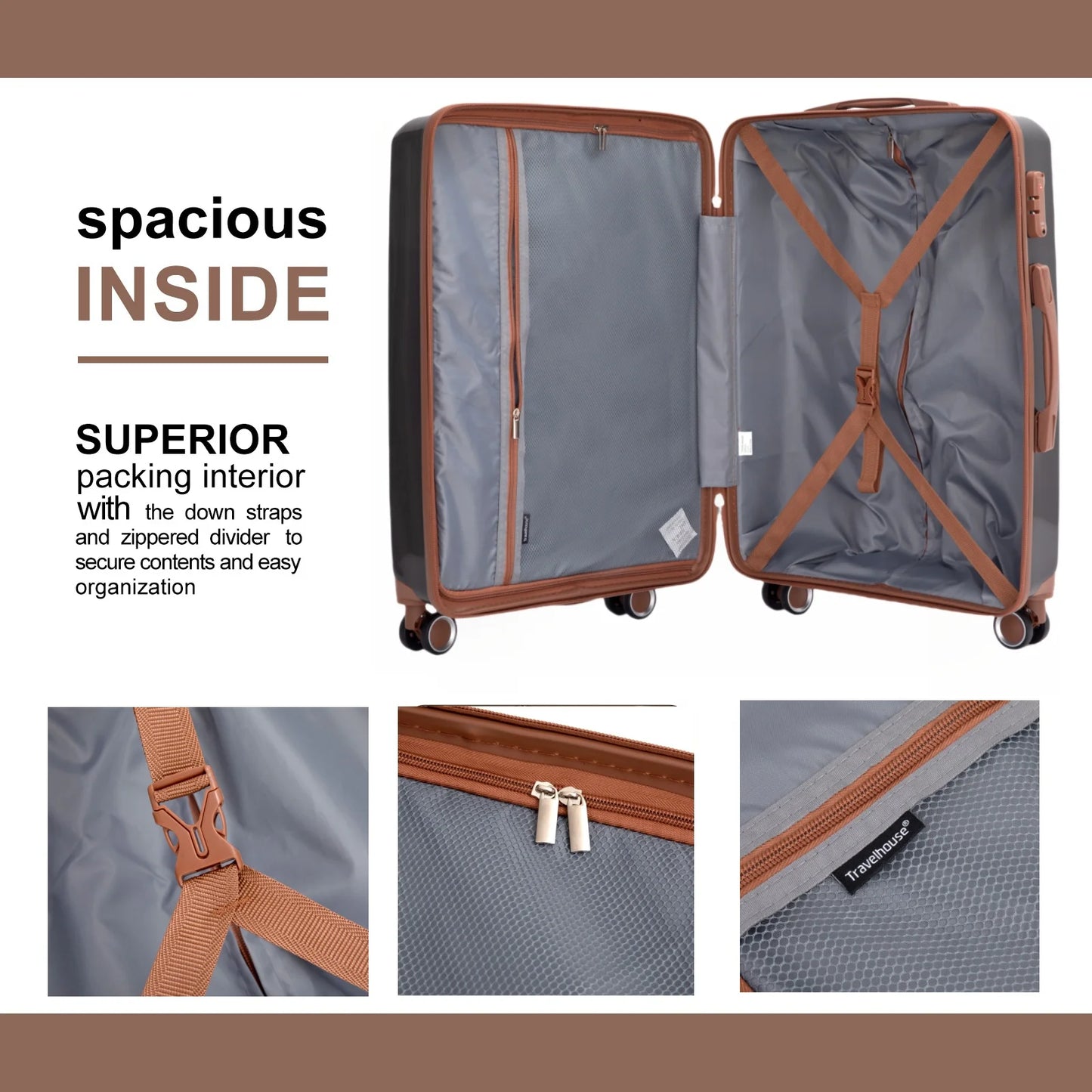 Travelhouse CN 5-Piece Luggage Set With Spinner Wheels TSA Lock