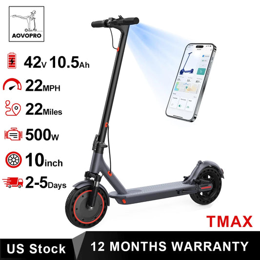 AOVOPRO TMAX Electric Scooter 500W 22MPH App Smart Folding