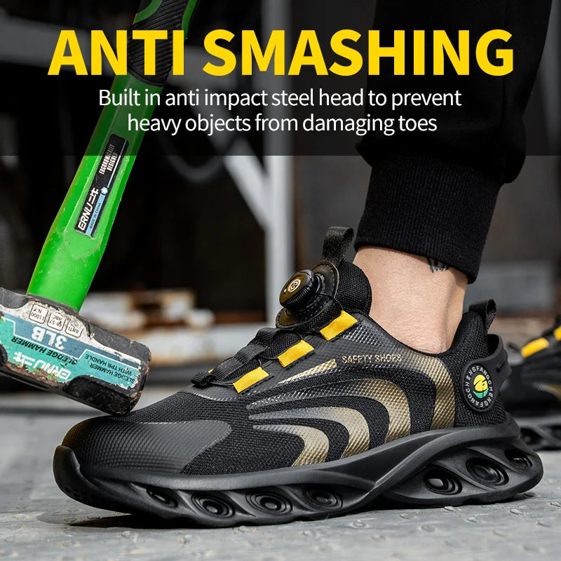 Breathable Lace Free Safety Shoes With Anti Puncture Protection