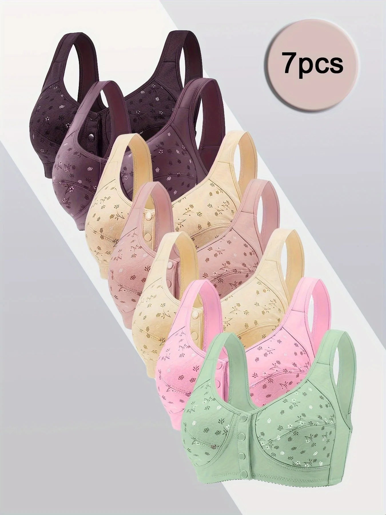 7 Pack Lace Push Up Seamless Bras For Women All Day Comfort