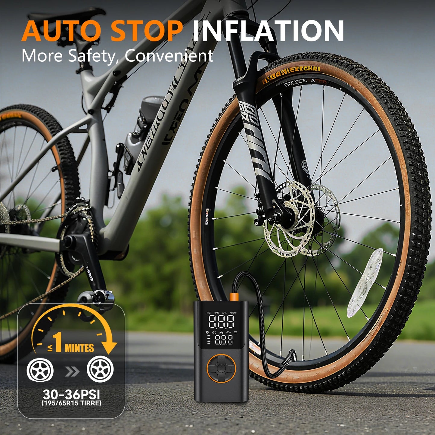 Portable Air Pump With Power Bank 150 PSI Tire Inflator
